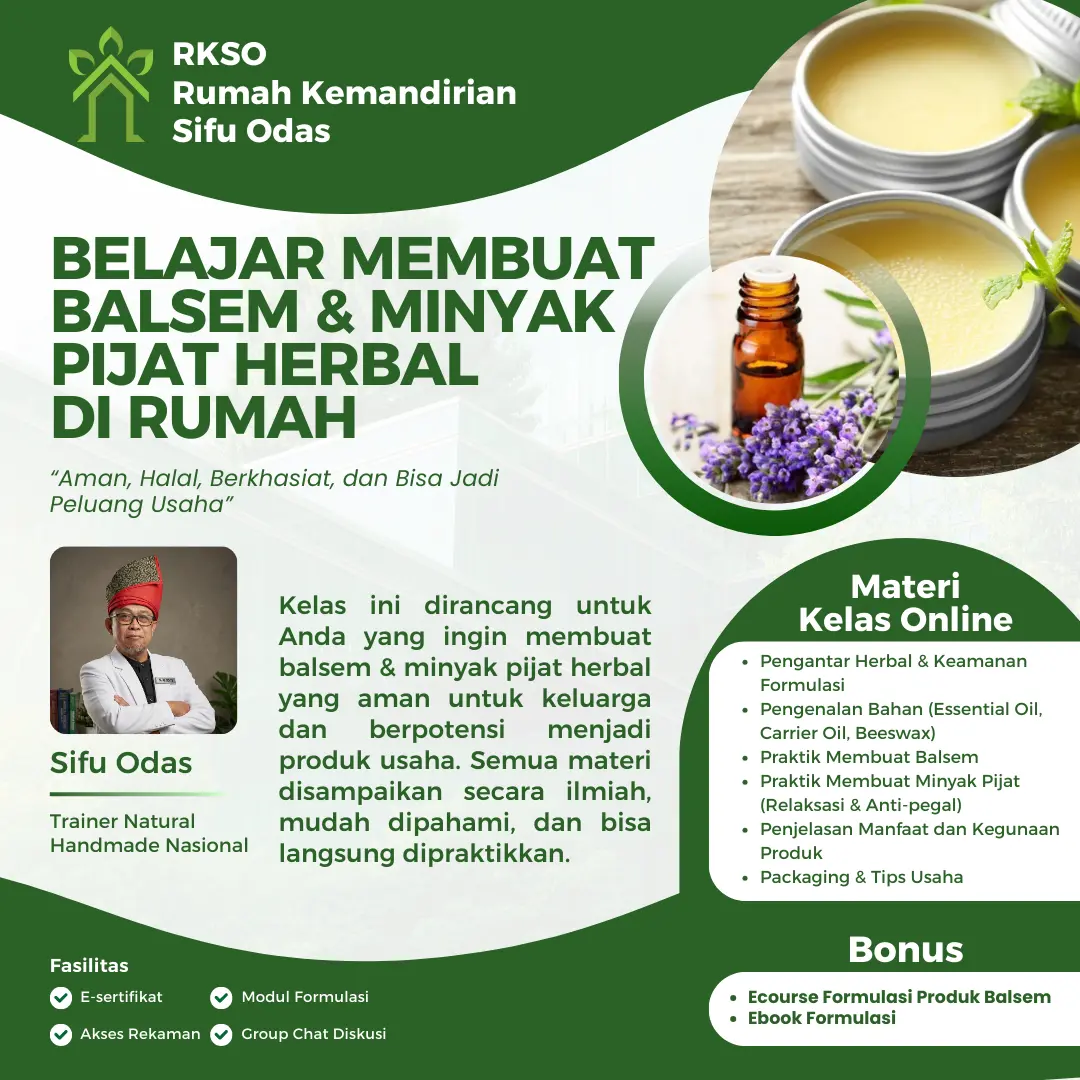Kelas Online Meracik Produk Balsem Dan Pijat 