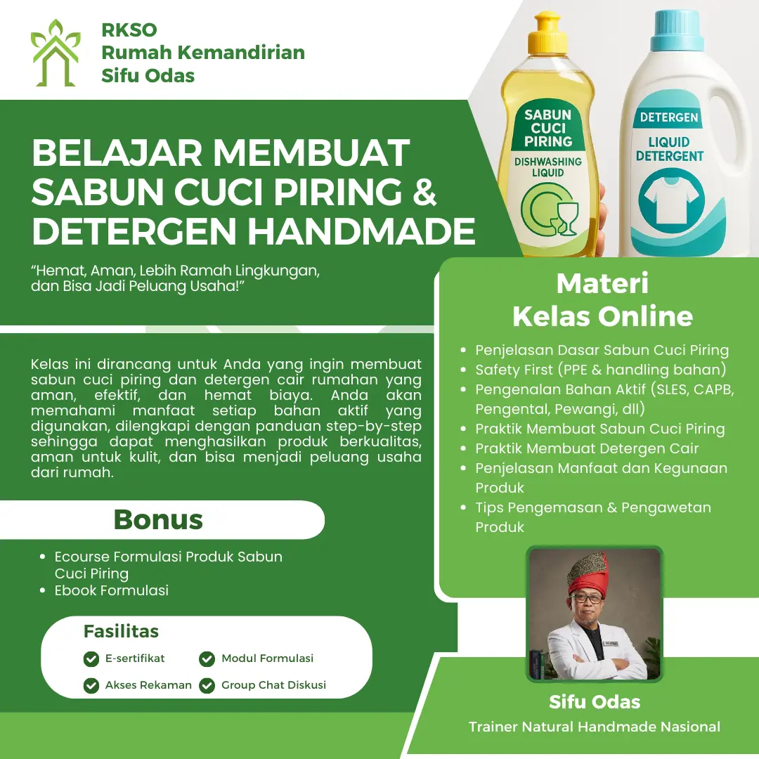 Kelas Online Meracik Cuci Piring dan Detergen